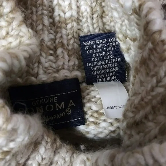 Sonoma Natural Marbled Wool Turtleneck Long Sleeve Pullover Fair Isle Sweater - Picture 8 of 8